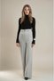 Women's High Waist Wide-Leg Fabric Pants - Wide Leg with Front Seam Detail - 5