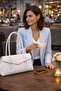 White Women's Baguette Sleeve Bag Si |   White Mt1581 - 5