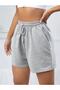 Women's Gray Flat Waist Elastic Pocket Sports Shorts - 4