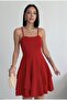 Slim Strap Skirt Fold Detail Evening Dress Red Graduation Dress - 2