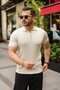 Men's Knitted Pattern Zipper Collar Knitwear T-Shirt - 3