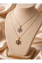 Stainless Steel Lotus Flower Double Combination Necklace Set Green and Purple Zircon Stone Non-Tarnishing Women's Jewelry - 5