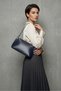 Lycie Matte Look Lined Magnet Closure Shoulder and Arm Bag Navy Blue - 7