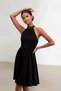 Teen Girls Halter Neck Satin Fabric Lined Black Evening Dress Wedding Graduation Dress Elastic Back Stylish Evening Dress 13-15 Age