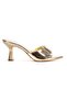 Gold Patent Leather Single Strap Special Production Thick Heeled Slippers Seferi̇-F
