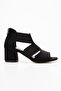 Women's Black Suede Back Zipper Cross Elastic Sandals Shoes Seferi2027 - 4