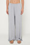 Women's Gray Melange Knitted Trousers Premium Viscose Soft Textured Standard Fit with Pockets Elastic Waist Comfortable - 3