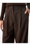 Pleated Wide-Leg Striped Palazzo Pants with Pockets - 5