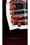Twill Silk Scarf with Black Plaid Poppy Detail