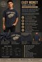 Navy Blue Washed Retro Men's Easy Money Printed T-Shirt - 7