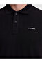 Black Slim Fit Knitted Textured Buttoned Polo Collar T-Shirt 50309946-Vr046 - 6