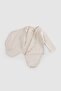 Organic Cotton Pointel Long Sleeve Beige Double Breasted Bodysuit - 4