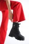 Women's Black Pocketed Hooked Fur Lined Zippered Boots NK0206
