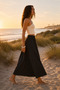 Women's Elastic Waist Skirt - Black - 2