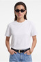 Women's Rise Decorative Collar Tok Texture 100% Cotton White T-Shirt - 4