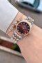 Dial with Burgundy Strap, Rose Gray Color, Same as in the Image, 28 mm Women's Wristwatch - 3