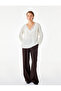 Lace Detailed V-Neck Long Sleeve Wool Blend Oversize Knitwear Sweater