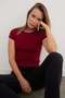 Basic Crew Neck Piped Crop T-Shirt - 8