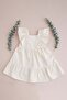 Embroidered Detailed Ruffled Girl's Dress - 4