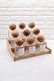 9-Piece Glass Spice Jar Set with Wooden Ball Lid & Bamboo Organizer Stand - 5