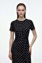 Women's polka dot waist belted short sleeve dress - 2