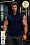 Men's Navy Blue Sports Athlete Hooded Cotton T-Shirt/Singlet