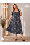 Elite Floral Patterned Pink Lace Gray Plus Size Short Flared Dress