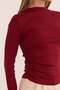 Basic Draped Side Stand Collar Modal Blouse - 5