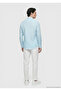 Turquoise Plain Regular Fit Long Woven Casual Cotton Blend Shirt - 5