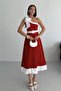 Women's Midi Bow Detailed Belted Evening Dress - 2