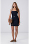 Dark Indigo Blue Mini Denim Dress with Buckle Detail - 3