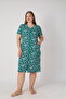 Women's Plus Size 100% Cotton Combed Fabric Zippered Summer Dress / Navy-White-Green - 4