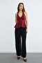 Halter Neck Covered Blouse with Buckle Accessories - 4