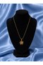 Natural Stone Detailed Sun Steel Necklace (Gold Color) - 2