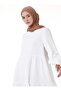 Balloon Sleeve Comfortable Fit Lined Hijab Dress - Ecru - - 4
