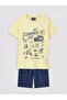 Lcw Kids Yellow Printed Boy's Shorts Pajama Set - 4