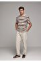 Regular Fit Mid Waist Straight Leg Men's Beige Trousers