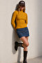 Women's Casual Turtleneck Turtleneck Yellow Ribbed Sweater - 2