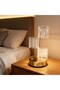 3-Piece Cylindrical Crystal Plaid Checked Led Table Lamp – Gold Body, Touch Control, 3-Level Light a - 3