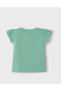 Girl's Mixed Print Sleeve Detailed T-Shirt 2-10 Years Green - 3