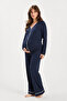 Piped Detail Pajama Set Suitable for Pregnant and Postpartum Women - 2