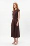 Women's Crew Neck Crop Top and Pleated Skirt Set - 3