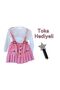 Girl's Festive Salopet 2-3-4-5 Years Old Leather Pleated Skirt - Lace Detailed Body Set - 2