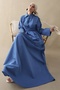 Cummerbund Detailed Shirt Collar Indigo Dress - 3