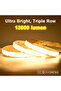 DC 24V 960 LEDs 3000K Warm White Super Bright COB LED Strip Light 2600 Lumen/m High Density 960LEDs/