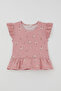 Girl's Capri Tights Set with Floral Pattern, Ages 1.5-5, Dried Rose - 4