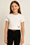 Girl's T-Shirt with Heart Emblem, Ages 9-14, Ecru