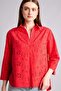 100% Cotton Oversized Shirt Collar Embroidered Long Sleeve Red Blouse G8828Ax26Sm - 4