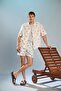 100% Cotton Boxy Fit Apaş Collar Printed Short Sleeve Ecru Shirt I3921Ax26Hs - 2