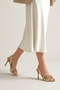 Norin Flexible Soft Non-Slip Sole (8 cm) Gold Metallic Stone Leaf Detailed Women's Heeled Shoes